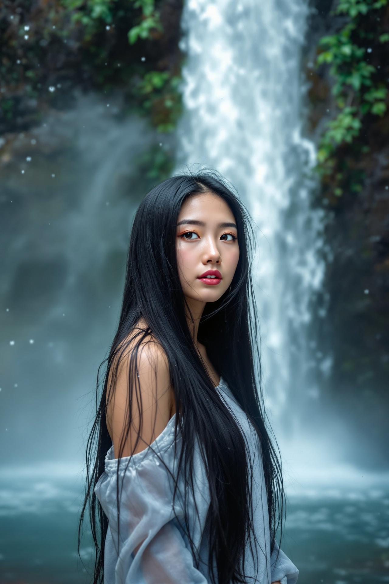 网红福利姬 - 瀑布前的瀑布长发写真 - 长发写真 - 网红福利姬网